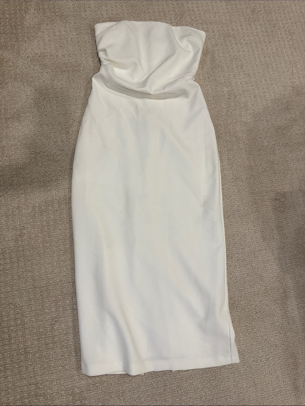 Strapless White Midi Dress - Sleek Minimalist Style